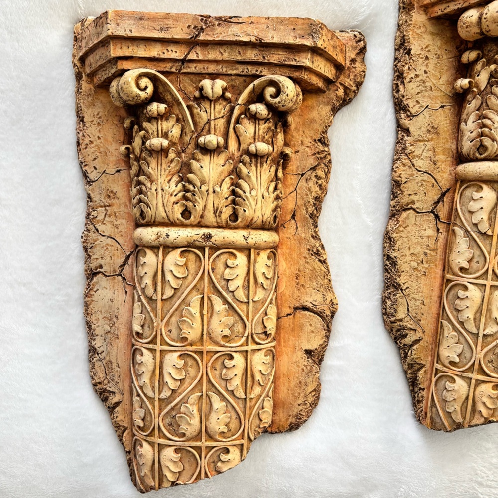 Set of 2 Large Decorative Roman Pillars Made From Molded Foam—EUC